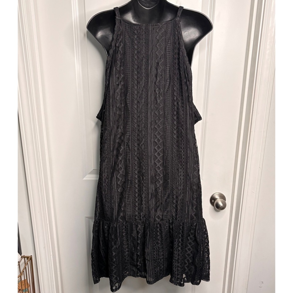 Torrid Lace Dress Women's Black Sleeveless Tiered Ruffle Hem Lined  Plus Size 4 - Picture 6 of 8